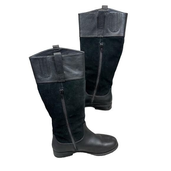 Vionic Downing Knee High Boots Black Leather Suede Zip Size 6 Women - Picture 3 of 8